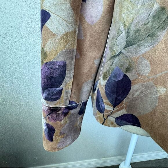 Chico’s Floral Faux Suede Cream Purple Pockets SZ 12 NWOT - Picture 6 of 15